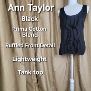 Ann Taylor Black Ruffled Front Tank Top